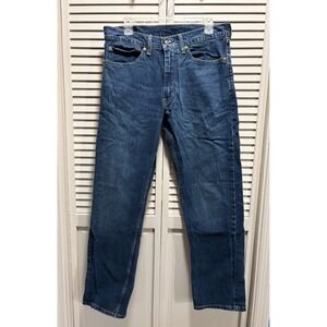 Levis 505 Dark Wash Zip‎ Logo Straight Leg Size 34x32 Mid Rise Pockets